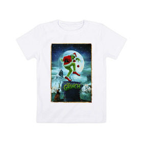 Детская футболка хлопок с принтом Гринч Похититель Рождества в Курске, 100% хлопок | круглый вырез горловины, полуприлегающий силуэт, длина до линии бедер | grinch | новый год | рождество