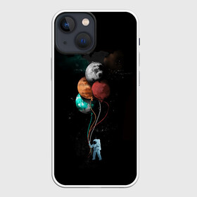 Чехол для iPhone 13 mini с принтом Космонавт с шариками в Курске,  |  | cat | elon | galaxy | mars | moon | musk | nasa | space | spacex | вселенная | галактика | звезды | илон | космонавт | космос | луна | марс | маск | наса | скафандр