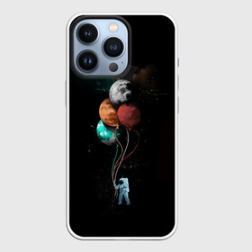 Чехол для iPhone 13 Pro с принтом Космонавт с шариками в Курске,  |  | cat | elon | galaxy | mars | moon | musk | nasa | space | spacex | вселенная | галактика | звезды | илон | космонавт | космос | луна | марс | маск | наса | скафандр