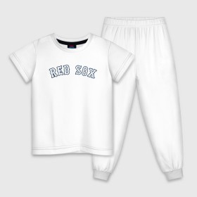 Детская пижама хлопок с принтом Red sox в Курске, 100% хлопок |  брюки и футболка прямого кроя, без карманов, на брюках мягкая резинка на поясе и по низу штанин
 | red sox | rsac | бейсбол | бостон | красные носки | массачусетс | профессиональная бейсбольная | спорт | улетай | утекай