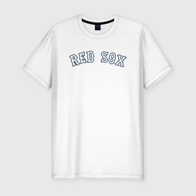 Мужская футболка хлопок Slim с принтом Red sox в Курске, 92% хлопок, 8% лайкра | приталенный силуэт, круглый вырез ворота, длина до линии бедра, короткий рукав | Тематика изображения на принте: red sox | rsac | бейсбол | бостон | красные носки | массачусетс | профессиональная бейсбольная | спорт | улетай | утекай