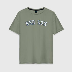 Женская футболка хлопок Oversize с принтом Red sox в Курске, 100% хлопок | свободный крой, круглый ворот, спущенный рукав, длина до линии бедер
 | red sox | rsac | бейсбол | бостон | красные носки | массачусетс | профессиональная бейсбольная | спорт | улетай | утекай