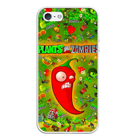 Чехол для iPhone 5/5S матовый с принтом Plants vs Zombies в Курске, Силикон | Область печати: задняя сторона чехла, без боковых панелей | plant | zombies | зомби | растения | растения против зомби