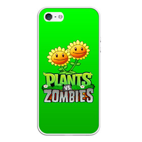 Чехол для iPhone 5/5S матовый с принтом PLANTS VS ZOMBIES в Курске, Силикон | Область печати: задняя сторона чехла, без боковых панелей | battle | plants | plants vs zombies | pvsz | vs | zombies | растения против зомби