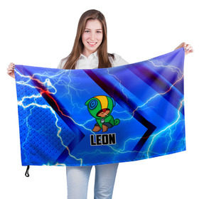 Флаг 3D с принтом BRAWL STARS LEON в Курске, 100% полиэстер | плотность ткани — 95 г/м2, размер — 67 х 109 см. Принт наносится с одной стороны | android | brawl stars | games | leon | mobile game | stars | игры | леон | мобильные игры