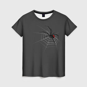 Женская футболка 3D с принтом Паук в Курске, 100% полиэфир ( синтетическое хлопкоподобное полотно) | прямой крой, круглый вырез горловины, длина до линии бедер | animal | animals | poison | spider | venom | вдова | животные | каракурт | паук | паутина | паучок | черная | черная вдова | яд