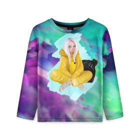 Детский лонгслив 3D с принтом BILLIE EILISH в Курске, 100% полиэстер | длинные рукава, круглый вырез горловины, полуприлегающий силуэт
 | bad guy | billie | eilish | ocean eyes | айлиш | билли | девушка | певица | эйлиш