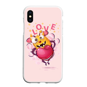 Чехол для iPhone XS Max матовый с принтом LOVE в Курске, Силикон | Область печати: задняя сторона чехла, без боковых панелей | bee | bright | cool | funny | heart | веселый | забавный | прикольный | пчелка | сердце | яркий