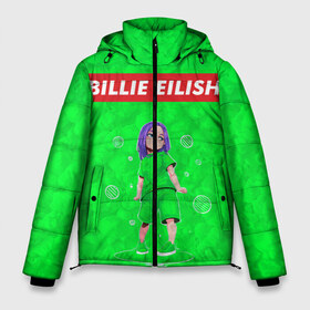Мужская зимняя куртка 3D с принтом BILLIE EILISH GREEN в Курске, верх — 100% полиэстер; подкладка — 100% полиэстер; утеплитель — 100% полиэстер | длина ниже бедра, свободный силуэт Оверсайз. Есть воротник-стойка, отстегивающийся капюшон и ветрозащитная планка. 

Боковые карманы с листочкой на кнопках и внутренний карман на молнии. | bad guy | billie | eilish | ocean eyes | айлиш | билли | девушка | певица | эйлиш