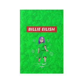 Обложка для паспорта матовая кожа с принтом BILLIE EILISH GREEN в Курске, натуральная матовая кожа | размер 19,3 х 13,7 см; прозрачные пластиковые крепления | bad guy | billie | eilish | ocean eyes | айлиш | билли | девушка | певица | эйлиш