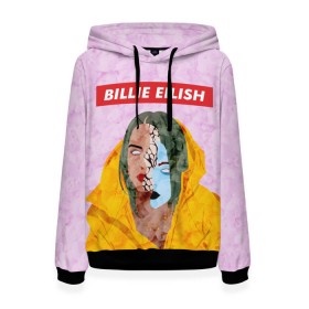 Женская толстовка 3D с принтом BILLIE EILISH в Курске, 100% полиэстер  | двухслойный капюшон со шнурком для регулировки, мягкие манжеты на рукавах и по низу толстовки, спереди карман-кенгуру с мягким внутренним слоем. | bad guy | billie | eilish | ocean eyes | айлиш | билли | девушка | певица | эйлиш