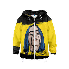 Детская ветровка 3D с принтом BILLIE EILISH в Курске, 100% полиэстер | подол и капюшон оформлены резинкой с фиксаторами, по бокам два кармана без застежек, один потайной карман на груди | Тематика изображения на принте: bad guy | billie | eilish | ocean eyes | айлиш | билли | девушка | певица | эйлиш