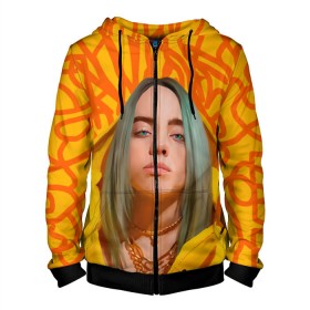 Мужская толстовка 3D на молнии с принтом BILLIE EILISH в Курске, 100% полиэстер | длина до линии бедра, манжеты и пояс оформлены мягкой тканевой резинкой, двухслойный капюшон со шнурком для регулировки, спереди молния, по бокам два кармана | bad guy | billie | eilish | ocean eyes | айлиш | билли | девушка | певица | эйлиш