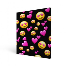 Холст квадратный с принтом ВЛЮБЛЕННЫЕ СМАЙЛИКИ в Курске, 100% ПВХ |  | emoji | настроение | позитив | смайлики | смайлы | стикеры | текстура смайл | улыбки | фон смайл | эмодзи