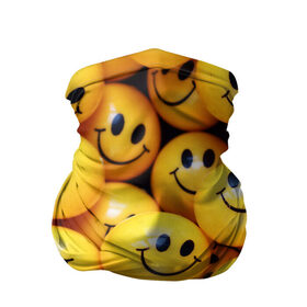 Бандана-труба 3D с принтом ЖЕЛТЫЕ СМАЙЛИКИ в Курске, 100% полиэстер, ткань с особыми свойствами — Activecool | плотность 150‒180 г/м2; хорошо тянется, но сохраняет форму | emoji | настроение | позитив | смайлики | смайлы | стикеры | текстура смайл | улыбки | фон смайл | эмодзи