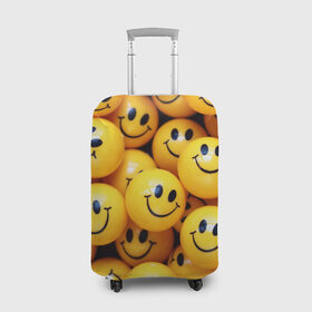 Чехол для чемодана 3D с принтом ЖЕЛТЫЕ СМАЙЛИКИ в Курске, 86% полиэфир, 14% спандекс | двустороннее нанесение принта, прорези для ручек и колес | emoji | настроение | позитив | смайлики | смайлы | стикеры | текстура смайл | улыбки | фон смайл | эмодзи