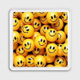 Магнит 55*55 с принтом ЖЕЛТЫЕ СМАЙЛИКИ в Курске, Пластик | Размер: 65*65 мм; Размер печати: 55*55 мм | Тематика изображения на принте: emoji | настроение | позитив | смайлики | смайлы | стикеры | текстура смайл | улыбки | фон смайл | эмодзи