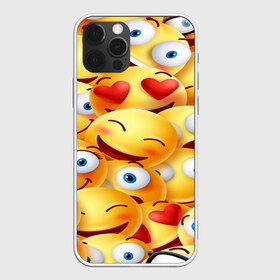 Чехол для iPhone 12 Pro Max с принтом emoji в Курске, Силикон |  | emoji | настроение | позитив | смайлики | смайлы | стикеры | текстура смайл | улыбки | фон смайл | эмодзи