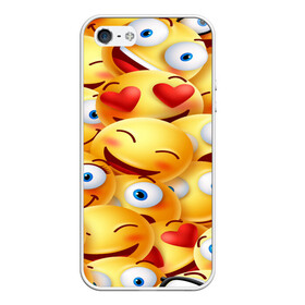 Чехол для iPhone 5/5S матовый с принтом emoji в Курске, Силикон | Область печати: задняя сторона чехла, без боковых панелей | emoji | настроение | позитив | смайлики | смайлы | стикеры | текстура смайл | улыбки | фон смайл | эмодзи