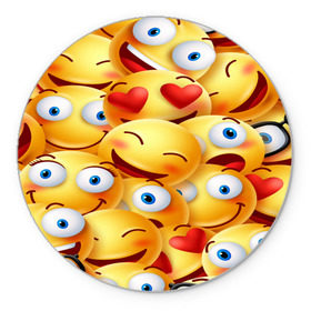 Коврик для мышки круглый с принтом emoji в Курске, резина и полиэстер | круглая форма, изображение наносится на всю лицевую часть | emoji | настроение | позитив | смайлики | смайлы | стикеры | текстура смайл | улыбки | фон смайл | эмодзи