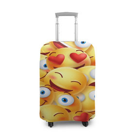 Чехол для чемодана 3D с принтом emoji в Курске, 86% полиэфир, 14% спандекс | двустороннее нанесение принта, прорези для ручек и колес | emoji | настроение | позитив | смайлики | смайлы | стикеры | текстура смайл | улыбки | фон смайл | эмодзи
