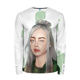 Мужской лонгслив 3D с принтом BILLIE EILISH в Курске, 100% полиэстер | длинные рукава, круглый вырез горловины, полуприлегающий силуэт | bad guy | billie | eilish | ocean eyes | айлиш | билли | девушка | певица | эйлиш