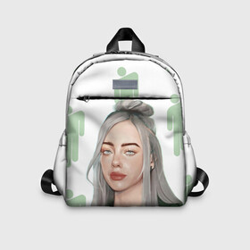 Детский рюкзак 3D с принтом BILLIE EILISH в Курске, 100% полиэстер | лямки с регулируемой длиной, сверху петелька, чтобы рюкзак можно было повесить на вешалку. Основное отделение закрывается на молнию, как и внешний карман. Внутри дополнительный карман. По бокам два дополнительных кармашка | bad guy | billie | eilish | ocean eyes | айлиш | билли | девушка | певица | эйлиш