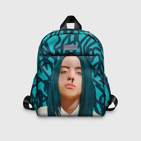 Детский рюкзак 3D с принтом BILLIE EILISH в Курске, 100% полиэстер | лямки с регулируемой длиной, сверху петелька, чтобы рюкзак можно было повесить на вешалку. Основное отделение закрывается на молнию, как и внешний карман. Внутри дополнительный карман. По бокам два дополнительных кармашка | Тематика изображения на принте: bad guy | billie | eilish | ocean eyes | айлиш | билли | девушка | певица | эйлиш