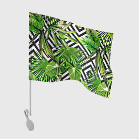 Флаг для автомобиля с принтом TROPIC TEXTURE в Курске, 100% полиэстер | Размер: 30*21 см | Тематика изображения на принте: bright | colorful | neon | retro | vintage | винтаж | неон | неоновые | пальмы | ретро | ретро неон | тропики | тропические листья