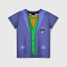 Детская футболка 3D с принтом Joker в Курске, 100% гипоаллергенный полиэфир | прямой крой, круглый вырез горловины, длина до линии бедер, чуть спущенное плечо, ткань немного тянется | batman | costume | harley | harley quinn | joker | quinn | бетмен | джокер | квинн | костюм джокера | костюм харли | харли | харли квинн