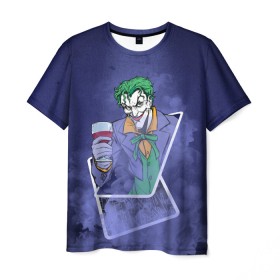 Мужская футболка 3D с принтом Joker from cards в Курске, 100% полиэфир | прямой крой, круглый вырез горловины, длина до линии бедер | batman | dc | dc джокер | detective comics | harley | joker | shtatjoker | the joker | бетмен | джокер | злодей | харли