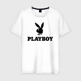 Мужская футболка хлопок с принтом Playboy в Курске, 100% хлопок | прямой крой, круглый вырез горловины, длина до линии бедер, слегка спущенное плечо. | brazzers | cекс | merch | new sensations | playboy | private | tushy | бразерс | мерч | плейбой