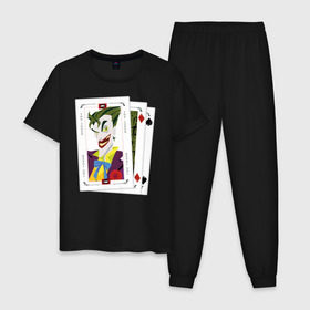 Мужская пижама хлопок с принтом Joker cards в Курске, 100% хлопок | брюки и футболка прямого кроя, без карманов, на брюках мягкая резинка на поясе и по низу штанин
 | batman | dc | dc джокер | detective comics | harley | joker | shtatjoker | the joker | бетмен | джокер | злодей | харли