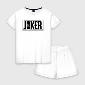 Женская пижама с шортиками хлопок с принтом The Joker в Курске, 100% хлопок | футболка прямого кроя, шорты свободные с широкой мягкой резинкой | batman | dc | dc джокер | detective comics | harley | joker | shtatjoker | the joker | бетмен | джокер | злодей | харли