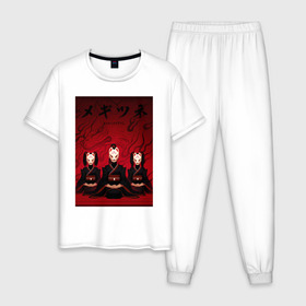 Мужская пижама хлопок с принтом Babymetal art в Курске, 100% хлопок | брюки и футболка прямого кроя, без карманов, на брюках мягкая резинка на поясе и по низу штанин
 | Тематика изображения на принте: heavy | japan | kawaii | metal | music | rock | кавай | метал | музыка | рок | хэви | япония