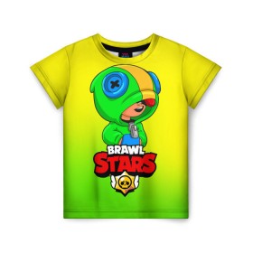 Детская футболка 3D с принтом BRAWL STARS LEON в Курске, 100% гипоаллергенный полиэфир | прямой крой, круглый вырез горловины, длина до линии бедер, чуть спущенное плечо, ткань немного тянется | brawl stars | leon | бравл старз