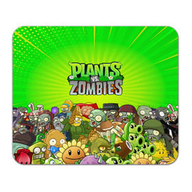 Коврик для мышки прямоугольный с принтом PLANTS VS ZOMBIES в Курске, натуральный каучук | размер 230 х 185 мм; запечатка лицевой стороны | Тематика изображения на принте: plants and zombies | plants vs zombies | зомби | игры | растения | растения против зомби