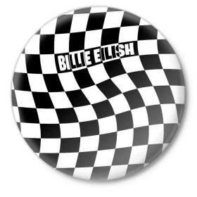 Значок с принтом BILLIE EILISH в Курске,  металл | круглая форма, металлическая застежка в виде булавки | Тематика изображения на принте: bad guy | billie | eilish | ocean eyes | айлиш | билли | девушка | клетка | певица | эйлиш