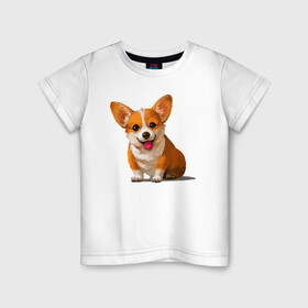 Детская футболка хлопок с принтом Корги в Курске, 100% хлопок | круглый вырез горловины, полуприлегающий силуэт, длина до линии бедер | вельш корги | домашние животные | корги | пес | собака | собачнику | щенок