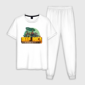 Мужская пижама хлопок с принтом Deep Rock Galactic в Курске, 100% хлопок | брюки и футболка прямого кроя, без карманов, на брюках мягкая резинка на поясе и по низу штанин
 | deep rock galactic dwarf гном