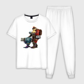 Мужская пижама хлопок с принтом Deep Rock Galactic в Курске, 100% хлопок | брюки и футболка прямого кроя, без карманов, на брюках мягкая резинка на поясе и по низу штанин
 | deep rock galactic dwarf гном
