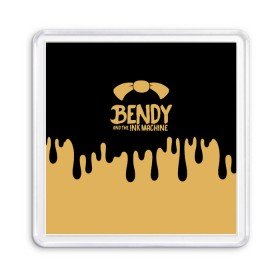 Магнит 55*55 с принтом Bendy And The Ink Machine в Курске, Пластик | Размер: 65*65 мм; Размер печати: 55*55 мм | bendy | bendy and the ink machine | бенди | бени | бенни | детская | детям | игра | капли | компьютерная игра | краска | машина | подтеки | розовая | ужастик