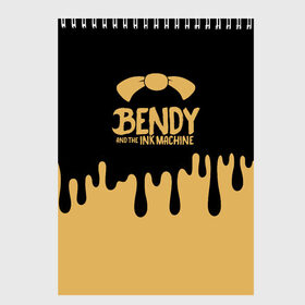 Скетчбук с принтом Bendy And The Ink Machine в Курске, 100% бумага
 | 48 листов, плотность листов — 100 г/м2, плотность картонной обложки — 250 г/м2. Листы скреплены сверху удобной пружинной спиралью | bendy | bendy and the ink machine | бенди | бени | бенни | детская | детям | игра | капли | компьютерная игра | краска | машина | подтеки | розовая | ужастик