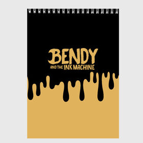 Скетчбук с принтом Bendy And The Ink Machine в Курске, 100% бумага
 | 48 листов, плотность листов — 100 г/м2, плотность картонной обложки — 250 г/м2. Листы скреплены сверху удобной пружинной спиралью | bendy | bendy and the ink machine | бенди | бени | бенни | детская | детям | игра | капли | компьютерная игра | краска | машина | подтеки | розовая | ужастик