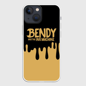 Чехол для iPhone 13 mini с принтом Bendy And The Ink Machine в Курске,  |  | bendy | bendy and the ink machine | бенди | бени | бенни | детская | детям | игра | капли | компьютерная игра | краска | машина | подтеки | розовая | ужастик