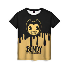 Женская футболка 3D с принтом Bendy And The Ink Machine в Курске, 100% полиэфир ( синтетическое хлопкоподобное полотно) | прямой крой, круглый вырез горловины, длина до линии бедер | bendy | bendy and the ink machine | бенди | бени | бенни | детская | детям | игра | капли | компьютерная игра | краска | машина | подтеки | розовая | ужастик