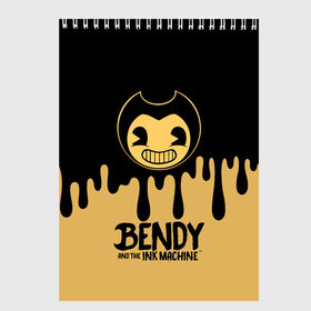 Скетчбук с принтом Bendy And The Ink Machine в Курске, 100% бумага
 | 48 листов, плотность листов — 100 г/м2, плотность картонной обложки — 250 г/м2. Листы скреплены сверху удобной пружинной спиралью | bendy | bendy and the ink machine | бенди | бени | бенни | детская | детям | игра | капли | компьютерная игра | краска | машина | подтеки | розовая | ужастик