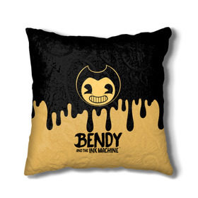 Подушка 3D с принтом Bendy And The Ink Machine в Курске, наволочка – 100% полиэстер, наполнитель – холлофайбер (легкий наполнитель, не вызывает аллергию). | состоит из подушки и наволочки. Наволочка на молнии, легко снимается для стирки | bendy | bendy and the ink machine | бенди | бени | бенни | детская | детям | игра | капли | компьютерная игра | краска | машина | подтеки | розовая | ужастик