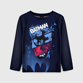 Детский лонгслив 3D с принтом Gotham City Batman в Курске, 100% полиэстер | длинные рукава, круглый вырез горловины, полуприлегающий силуэт
 | bat man | batman | batman comics | caped crusader | dark knight | shtatbat | бетмен | брюс уэйн | бэт мен | бэтмен | тёмный рыцарь