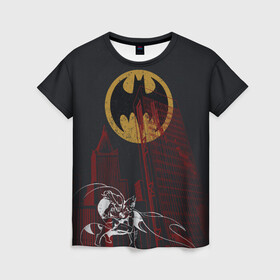 Женская футболка 3D с принтом Batman в Курске, 100% полиэфир ( синтетическое хлопкоподобное полотно) | прямой крой, круглый вырез горловины, длина до линии бедер | bat man | batman | batman comics | caped crusader | dark knight | shtatbat | бетмен | брюс уэйн | бэт мен | бэтмен | тёмный рыцарь